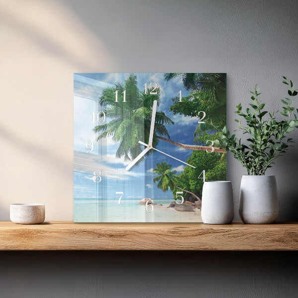Square wall clock Palm trees
