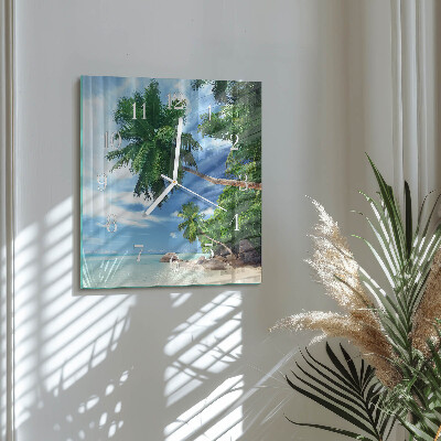 Square wall clock Palm trees