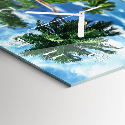 Square wall clock Palm trees