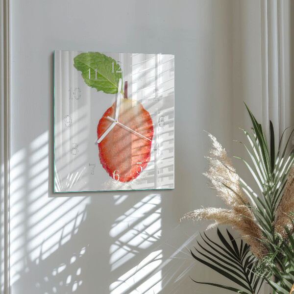 Square wall clock Strawberry