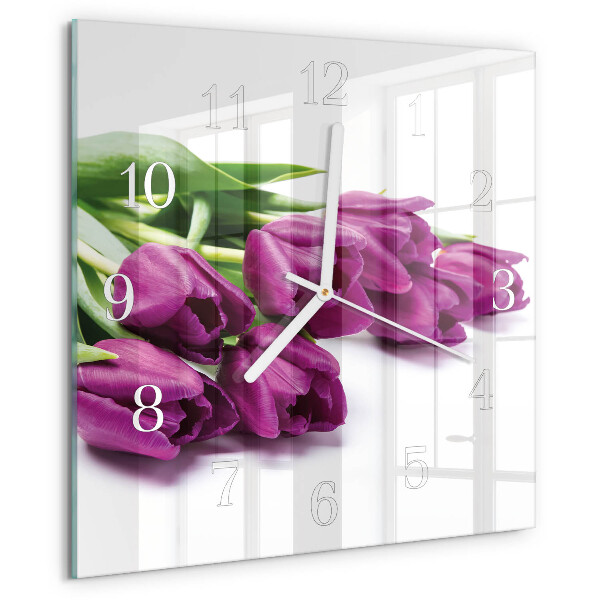 Square wall clock Tulips