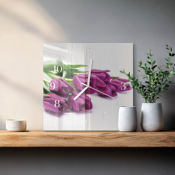 Square wall clock Tulips