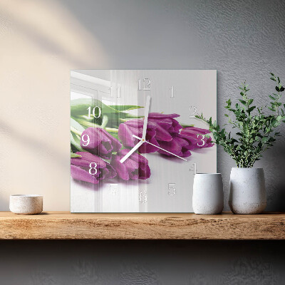 Square wall clock Tulips