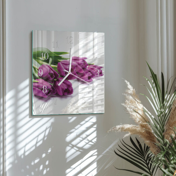 Square wall clock Tulips