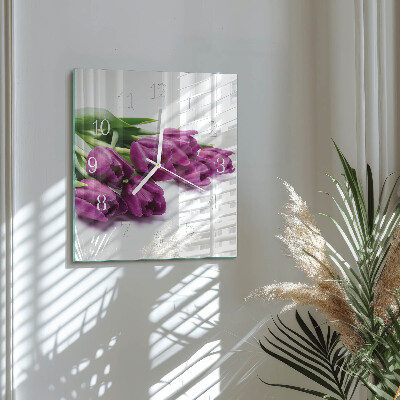 Square wall clock Tulips