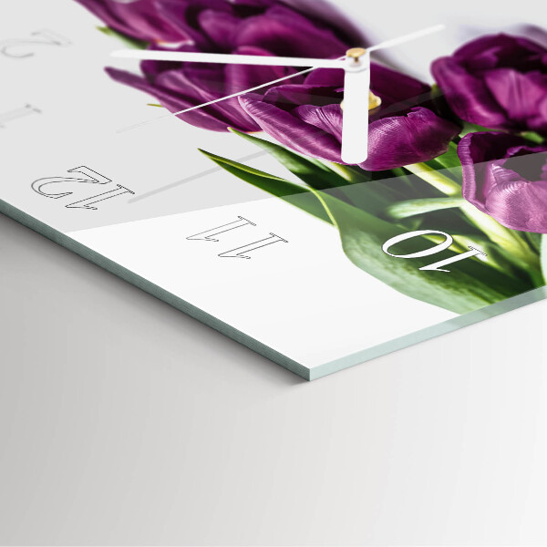Square wall clock Tulips