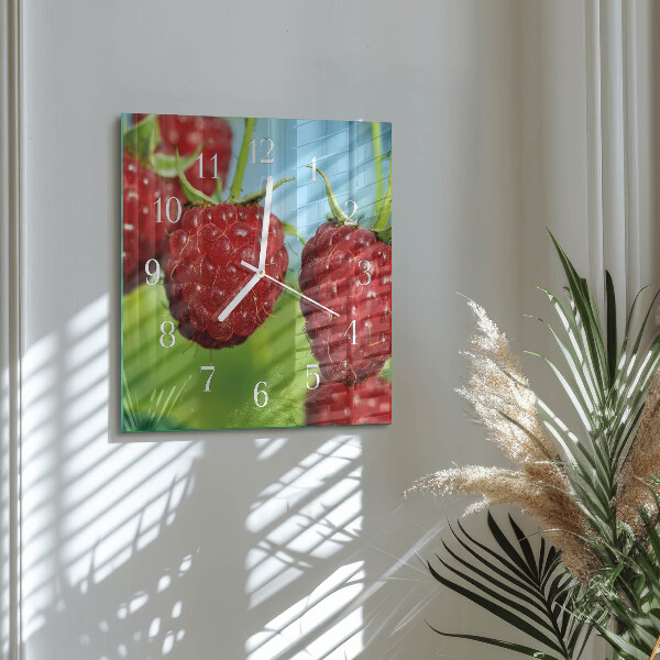 Square wall clock Raspberries