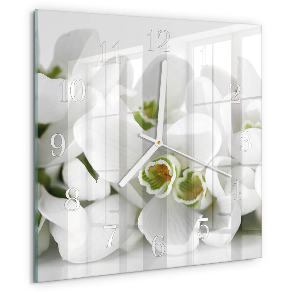 Square wall clock Flowers