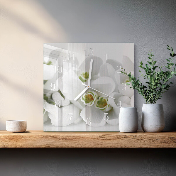 Square wall clock Flowers
