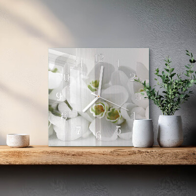 Square wall clock Flowers