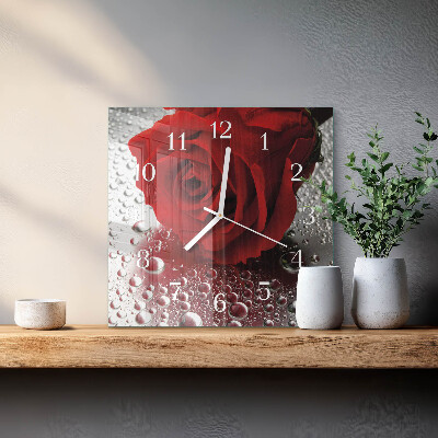 Square wall clock Rose