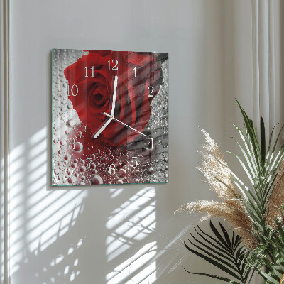 Square wall clock Rose
