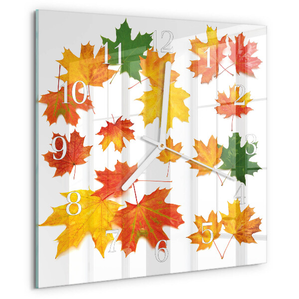 Square wall clock Leaves