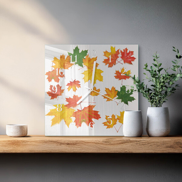 Square wall clock Leaves