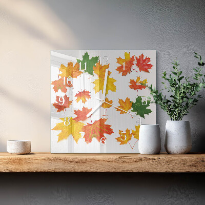 Square wall clock Leaves