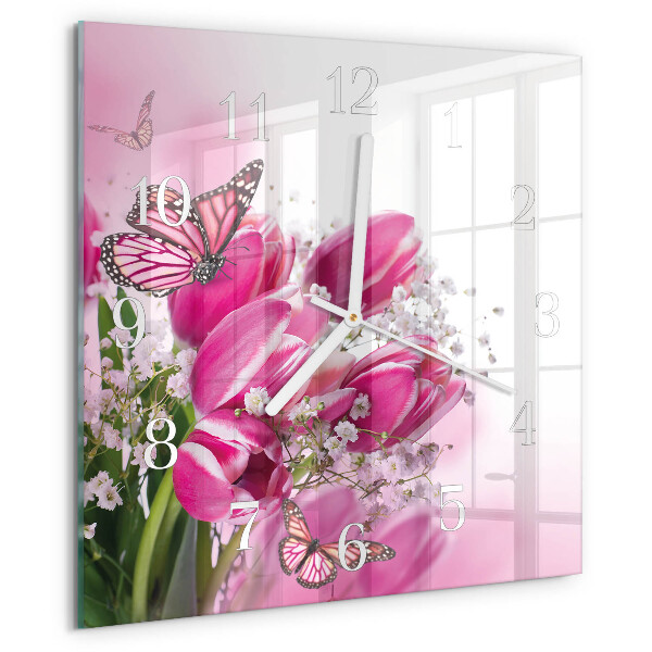 Square wall clock Butterfly
