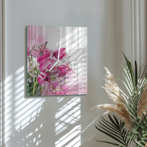 Square wall clock Butterfly
