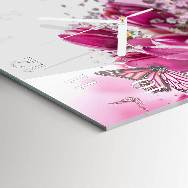 Square wall clock Butterfly