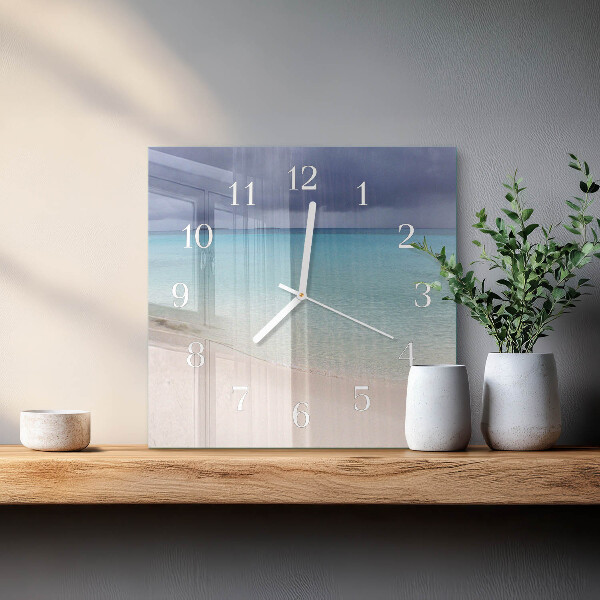 Square wall clock Beach