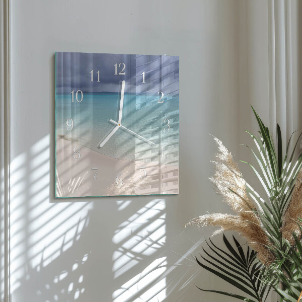 Square wall clock Beach