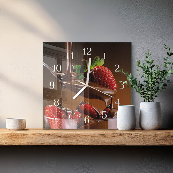 Square wall clock Chocolate Strawberries
