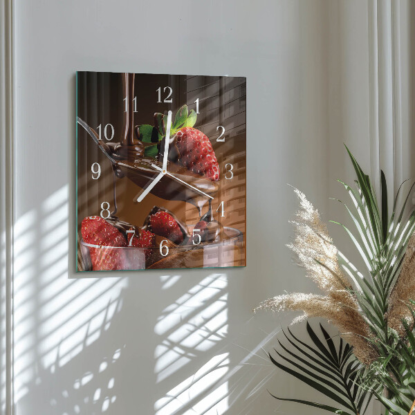 Square wall clock Chocolate Strawberries