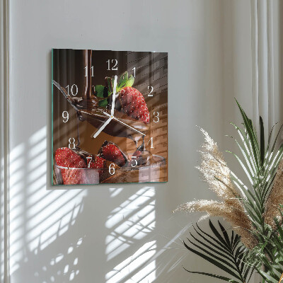 Square wall clock Chocolate Strawberries