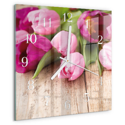 Square wall clock Tulips