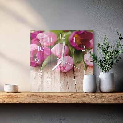 Square wall clock Tulips