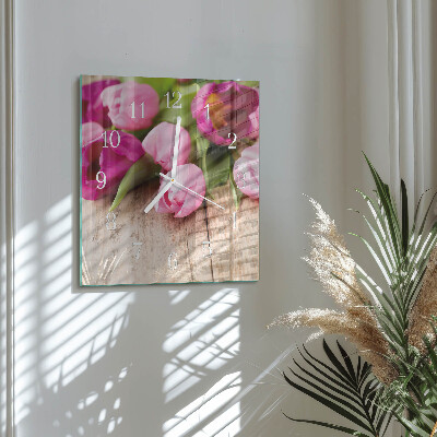 Square wall clock Tulips
