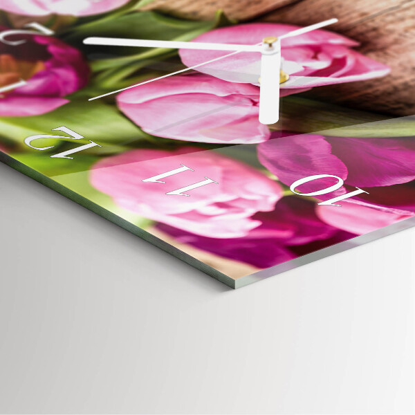 Square wall clock Tulips