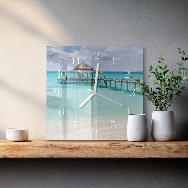 Square wall clock Beach