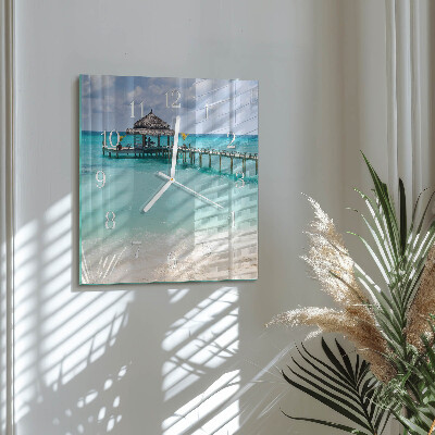 Square wall clock Beach