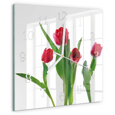 Square wall clock Tulips