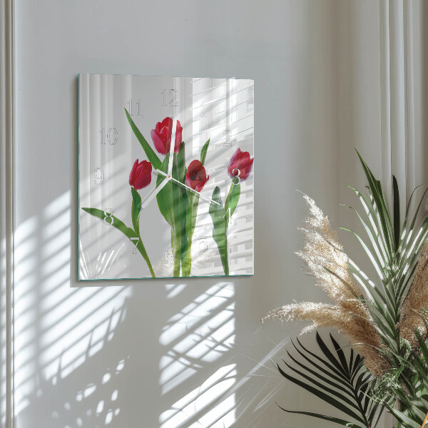 Square wall clock Tulips