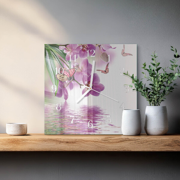 Square wall clock Butterflies
