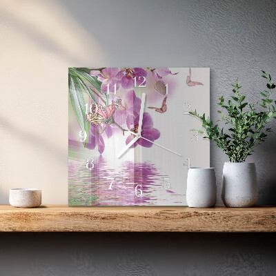Square wall clock Butterflies