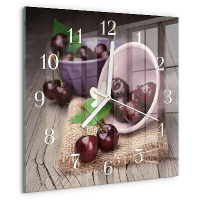 Square wall clock Burgundy Cherries