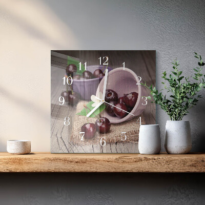 Square wall clock Burgundy Cherries