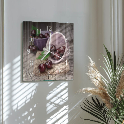 Square wall clock Burgundy Cherries