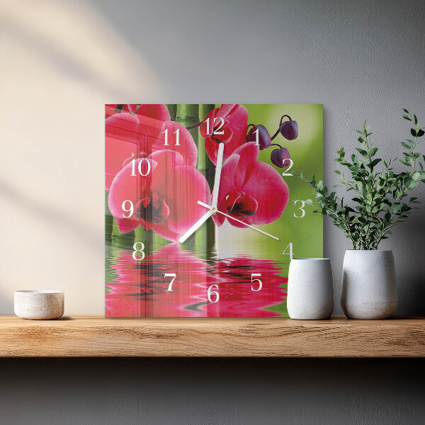 Square wall clock Orchid