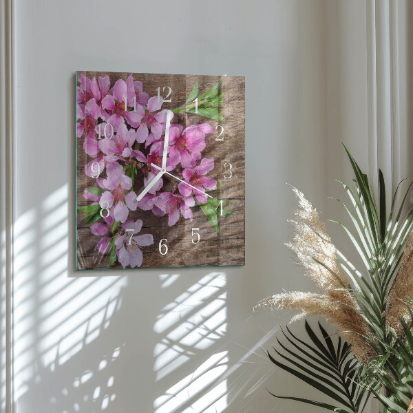 Square wall clock Flowers