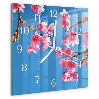 Square wall clock Flowers