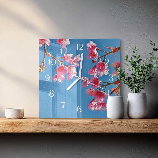 Square wall clock Flowers