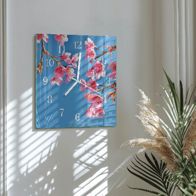 Square wall clock Flowers