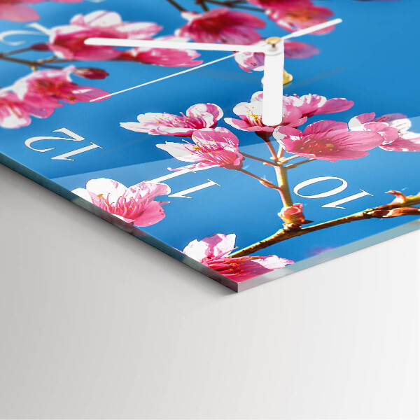 Square wall clock Flowers