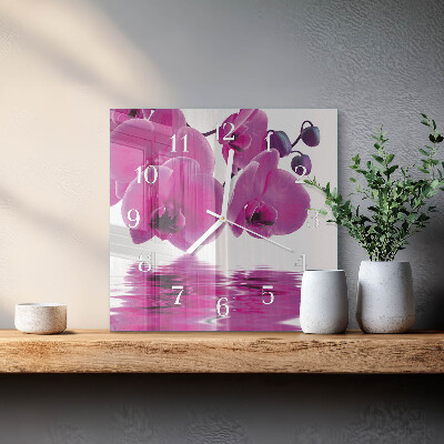 Square wall clock Orchid