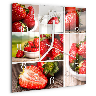 Square wall clock Strawberries