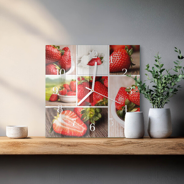 Square wall clock Strawberries