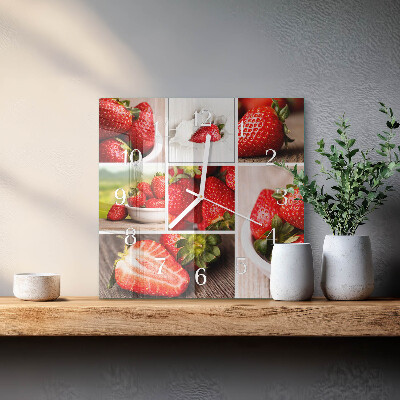 Square wall clock Strawberries